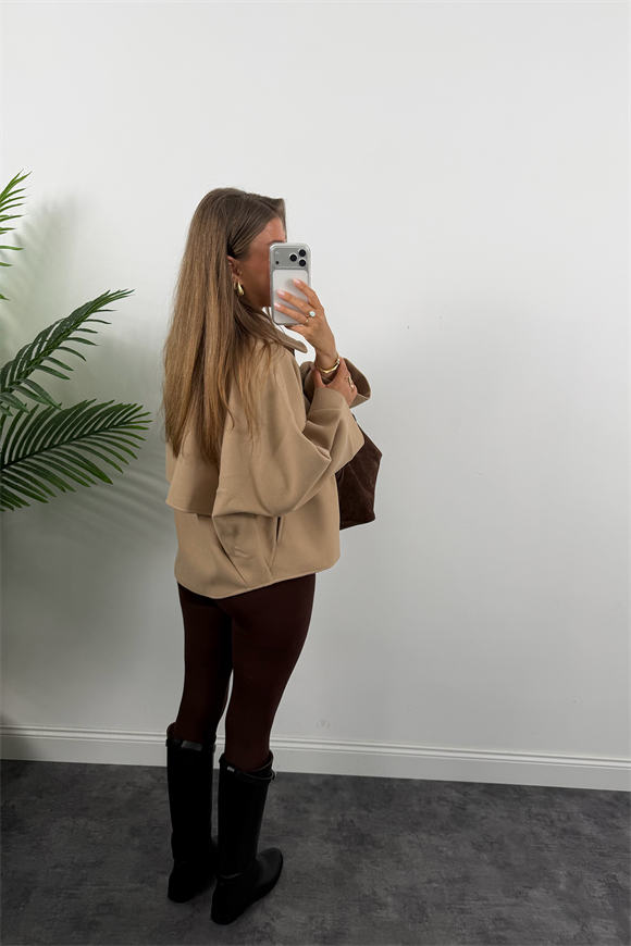 Zra Model Kaşe Panço Ceket Bej