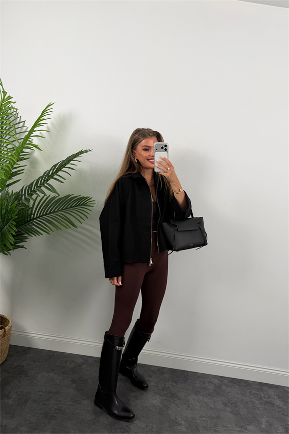 Zra Model Kaşe Panço Ceket Siyah