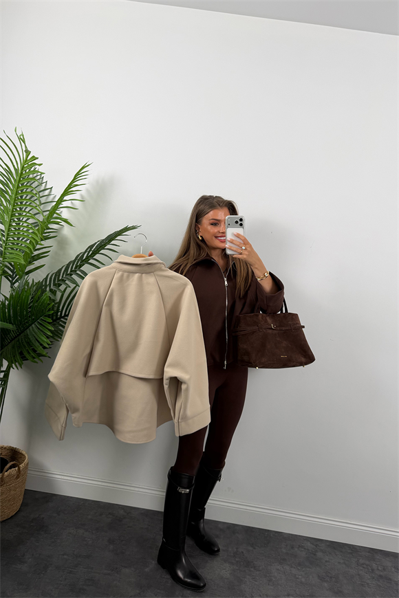 Zra Model Kaşe Panço Ceket Siyah