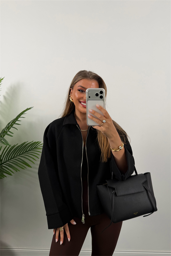 Zra Model Kaşe Panço Ceket Siyah