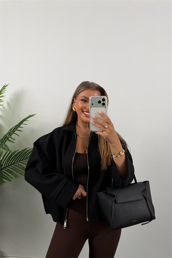 Zra Model Kaşe Panço Ceket Siyah