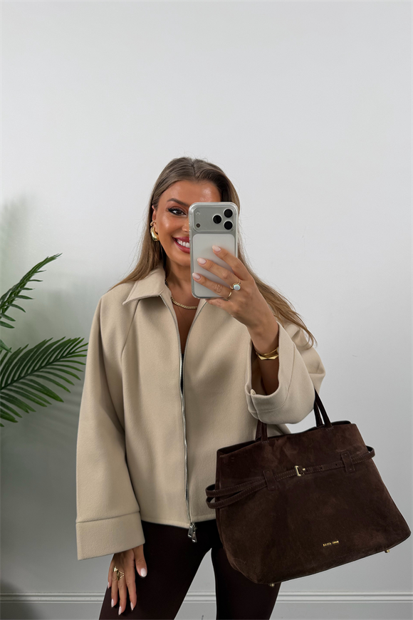 Zra Model Kaşe Panço Ceket Taş