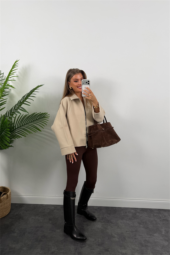 Zra Model Kaşe Panço Ceket Taş