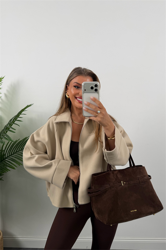 Zra Model Kaşe Panço Ceket Taş