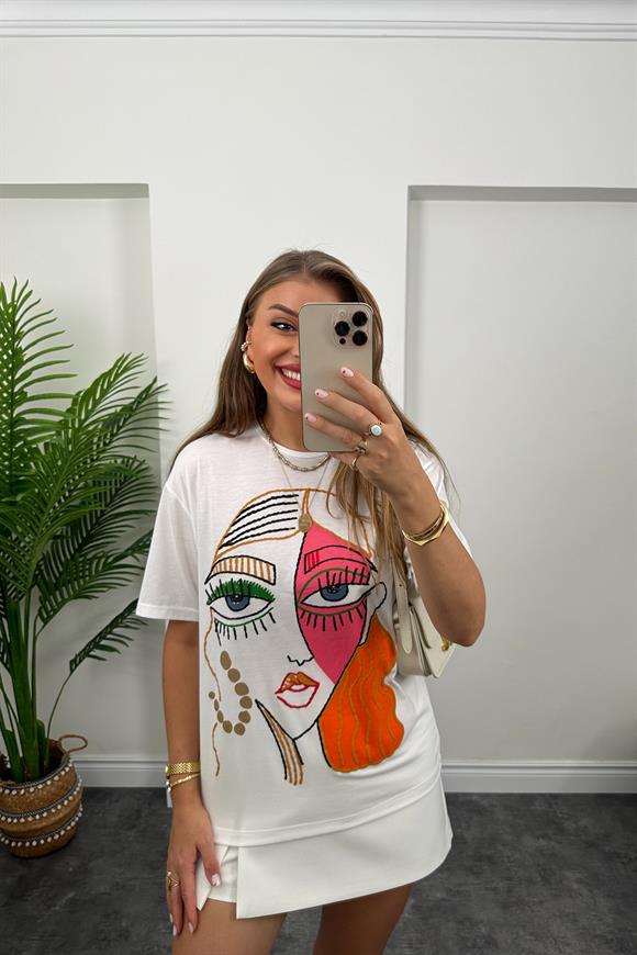 Zra Model Önü Renkli Kız Basic Tshirt