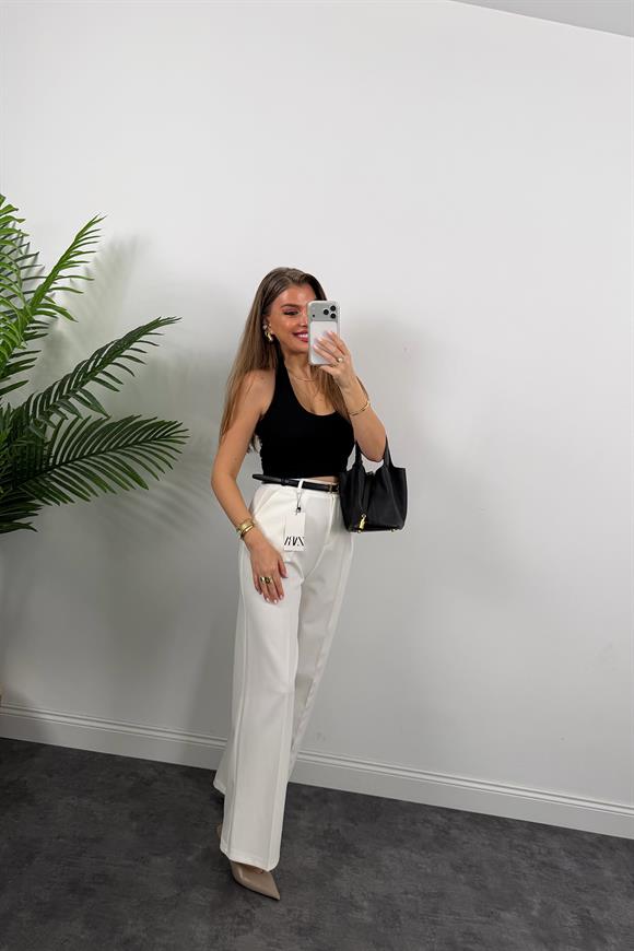 Zra Model Pileli Dökümlü Palazzo Ekru 