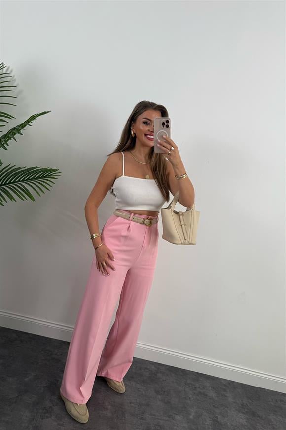 Zra Model Pileli Dökümlü Palazzo Pembe