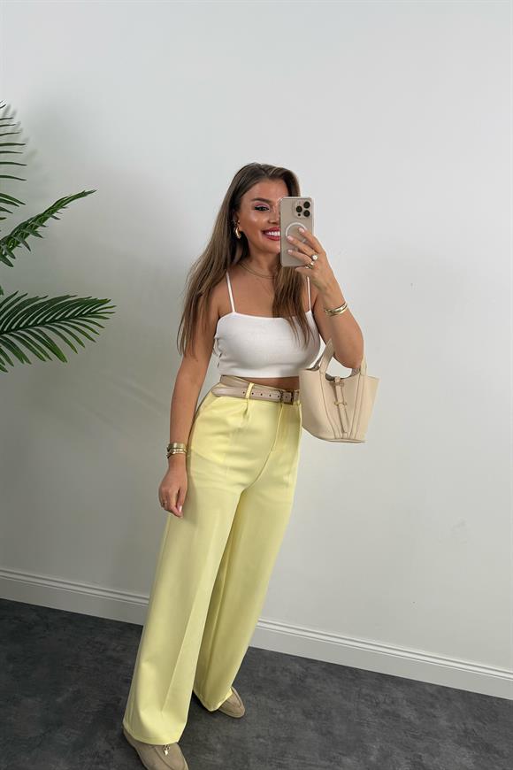Zra Model Pileli Dökümlü Palazzo Sarı