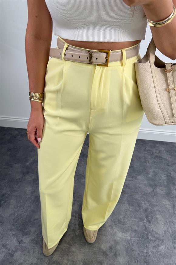Zra Model Pileli Dökümlü Palazzo Sarı