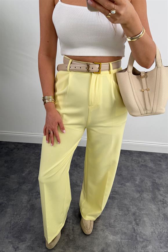 Zra Model Pileli Dökümlü Palazzo Sarı