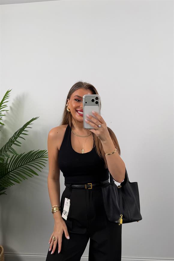 Zra Model Pileli Dökümlü Palazzo Siyah 