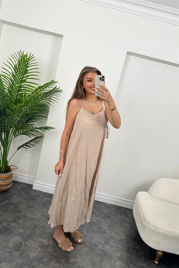 Zra Model Premium Kalite Kraşlı Basic Salaş Elbise Taş