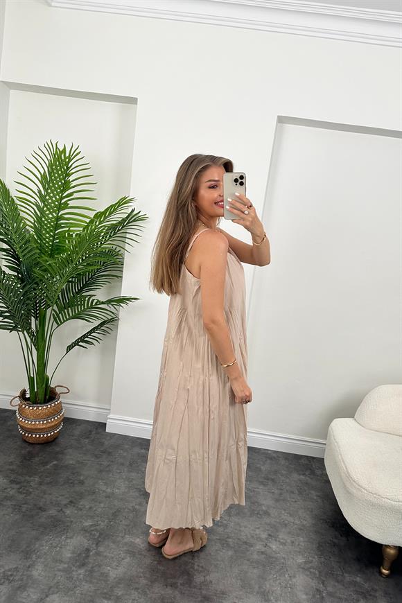 Zra Model Premium Kalite Kraşlı Basic Salaş Elbise Taş