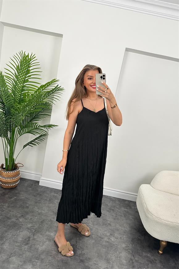 Zra Model Premium Kalite Kraşlı Basic Salaş Elbise Siyah