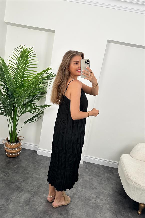 Zra Model Premium Kalite Kraşlı Basic Salaş Elbise Siyah