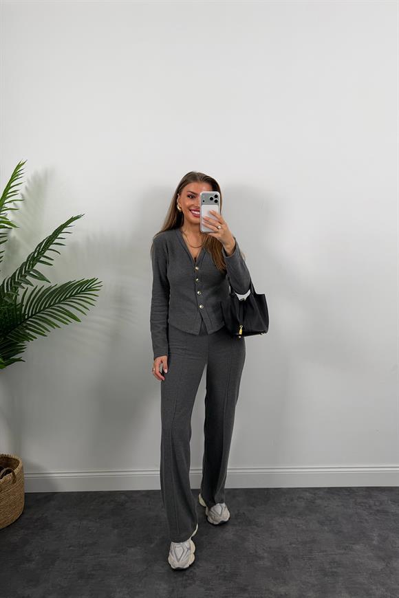 Zra Model Selanik Triko Yumoş Takım Antrasit