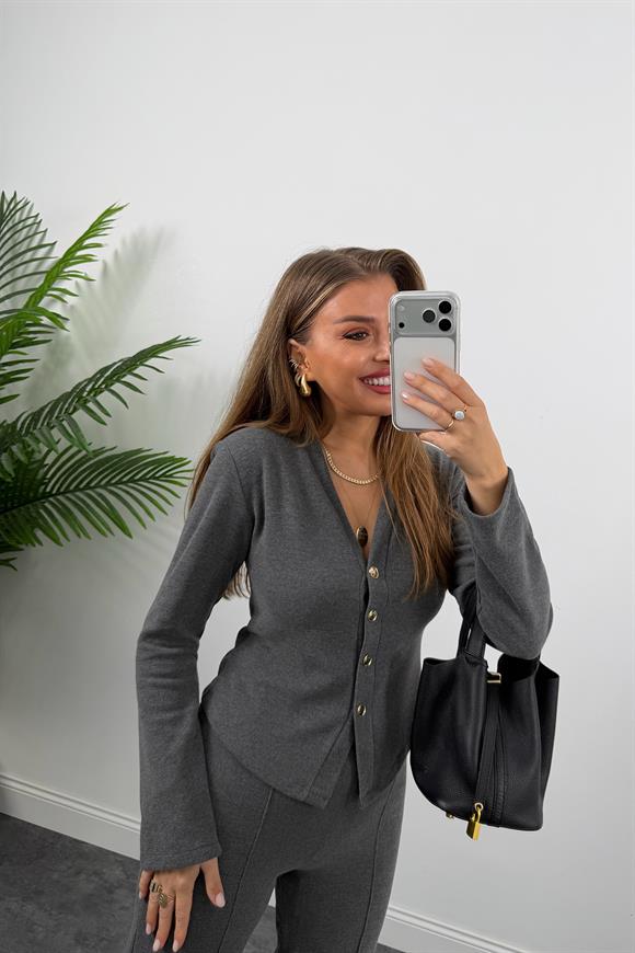 Zra Model Selanik Triko Yumoş Takım Antrasit