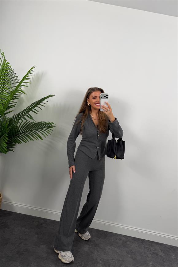 Zra Model Selanik Triko Yumoş Takım Antrasit