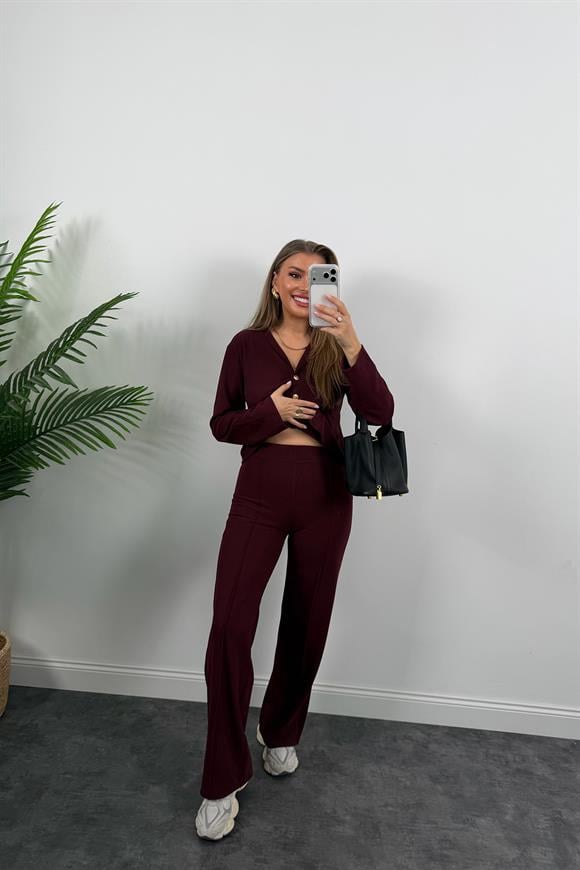 Zra Model Selanik Triko Yumoş Takım Bordo