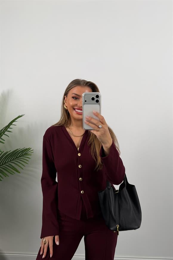 Zra Model Selanik Triko Yumoş Takım Bordo