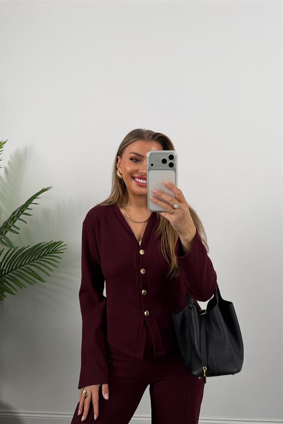 Zra Model Selanik Triko Yumoş Takım Bordo