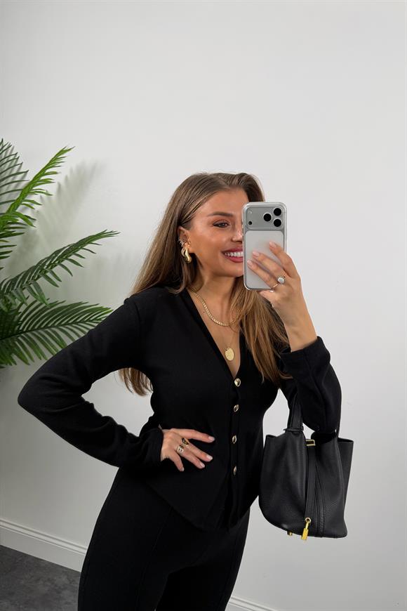 Zra Model Selanik Triko Yumoş Takım Siyah