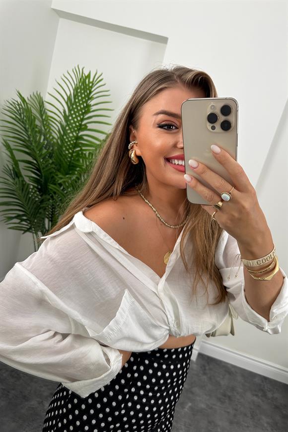 Zra Model Yırtmaçlı Mini Kalem Etek Siyah Beyaz Puantiyeli