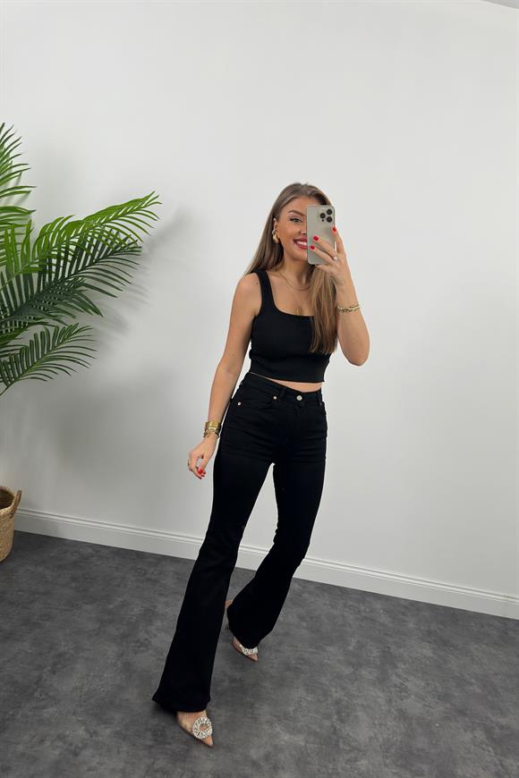 Zra Power Likralı İspanyol Jean Siyah