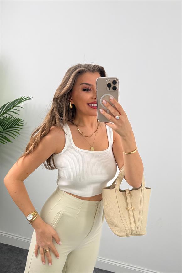 Zra Premium Double Atlas Kumaş Pensli Palazzo Taş