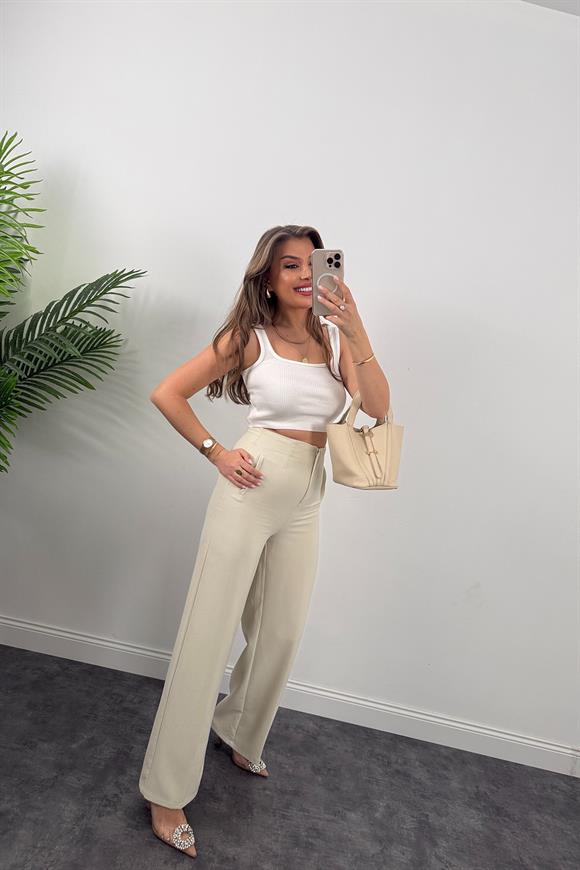 Zra Premium Double Atlas Kumaş Pensli Palazzo Taş