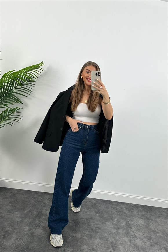 Zra Premium Kalite Toparlayıcı Straight Jean Dark Blue