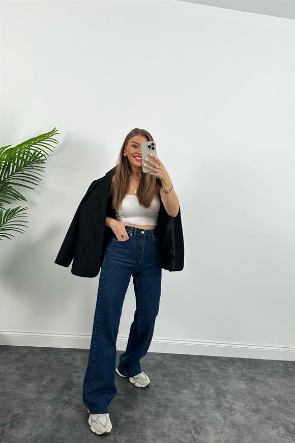 Zra Premium Kalite Toparlayıcı Straight Jean Dark Blue