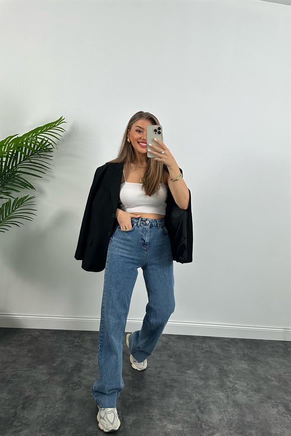 Zra Premium Kalite Toparlayıcı Straight Jean Klasik Mavi