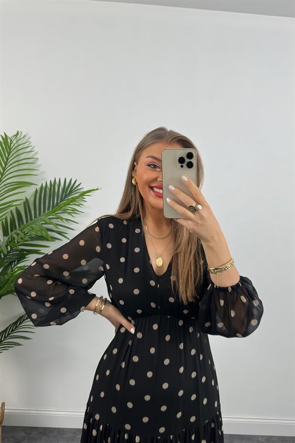 Zra Romantica Puantiyeli Şifon Elbise