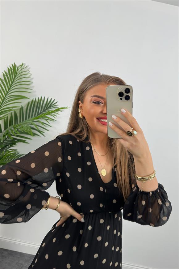 Zra Romantica Puantiyeli Şifon Elbise