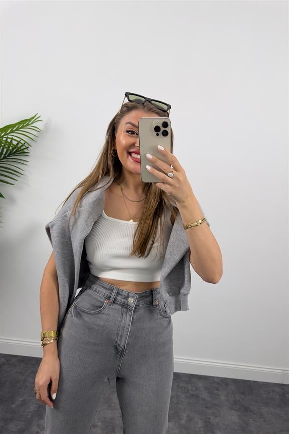 Zra Ultra Yüksel Bel Süper Kalıp Likralı  Mom Fit Jean Gri