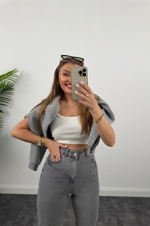 Zra Ultra Yüksel Bel Süper Kalıp Likralı  Mom Fit Jean Gri