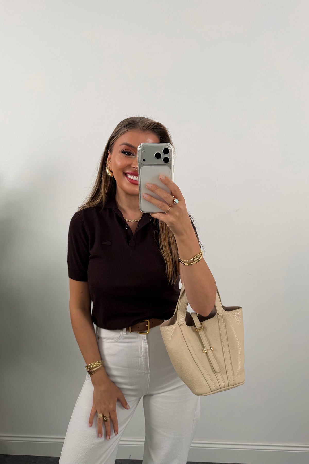 1. Sınıf Kalite Kaşmir Dokulu Polo Yaka Triko Kahverengi