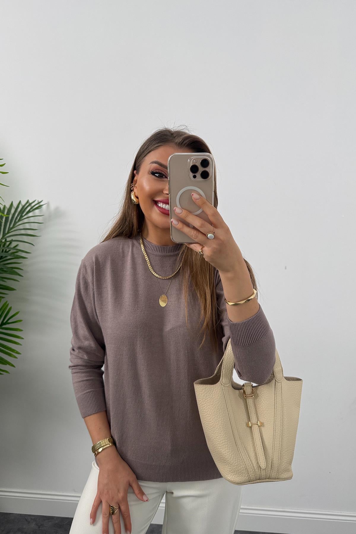 Massi model 1. Sınıf kalite Kaşmir Dokulu Tam Pamuklu İnce Triko Vizon