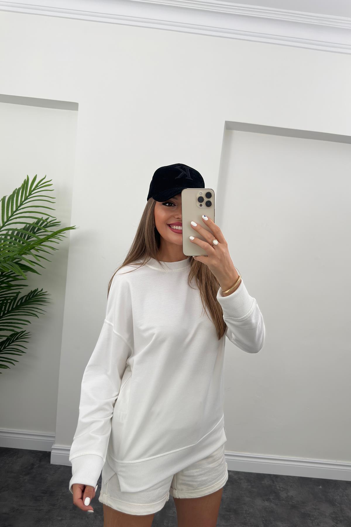 1. Sınıf Kalite Basic Sweat Ekru