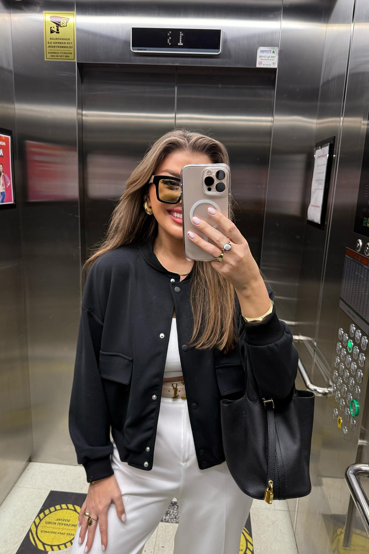 1. Sınıf Kalite Oysh Kumaş Bomber Ceket Siyah