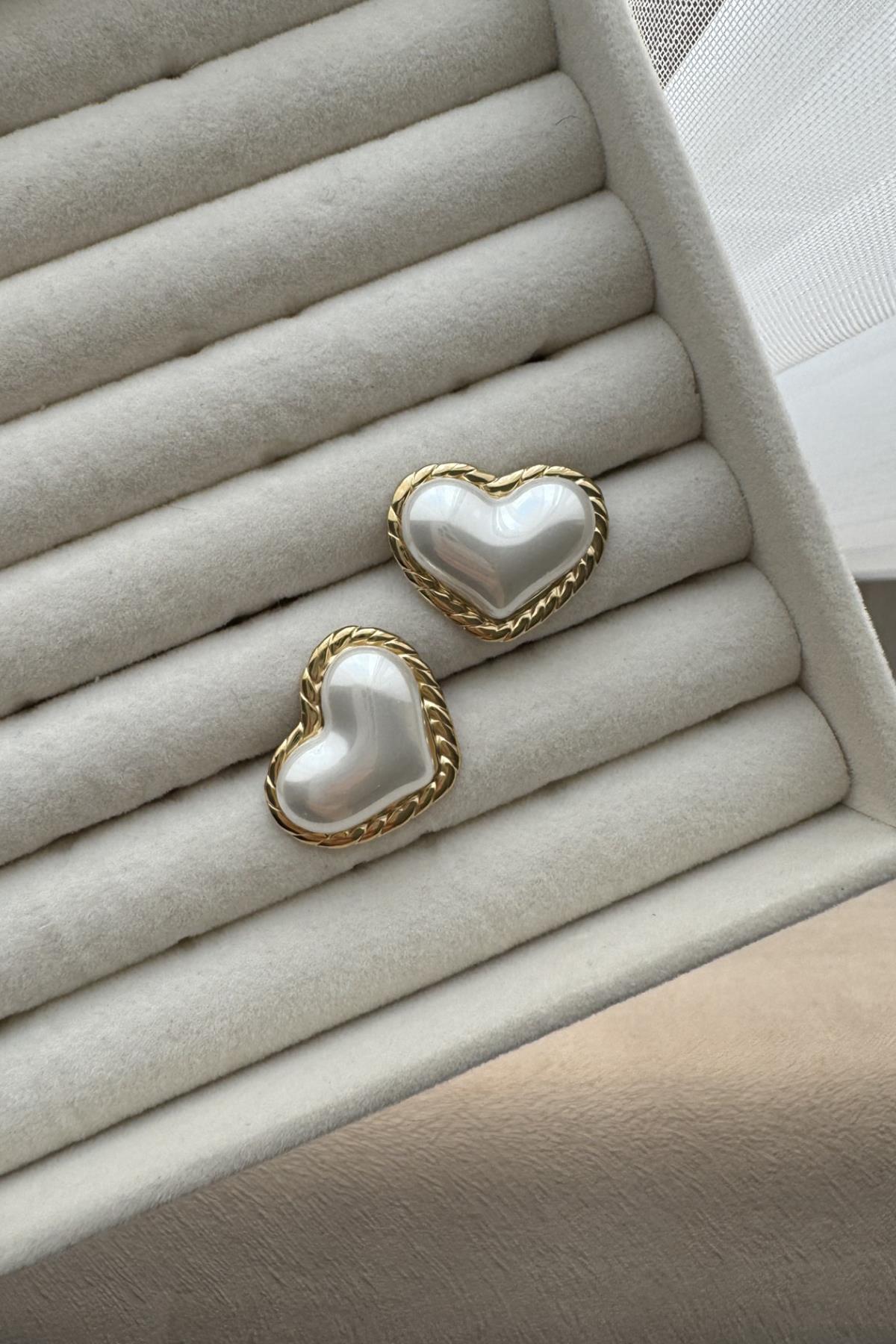 Çelik İnci Kalp Küpe