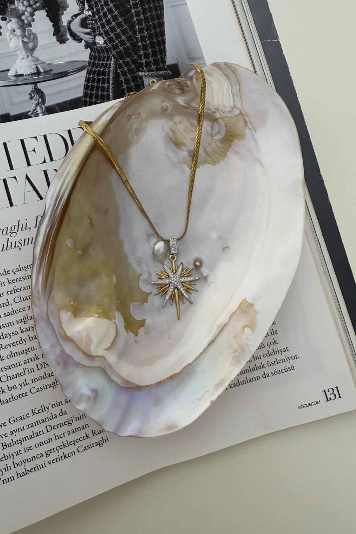 Çelik Marka Model Mix Yıldız Kolye