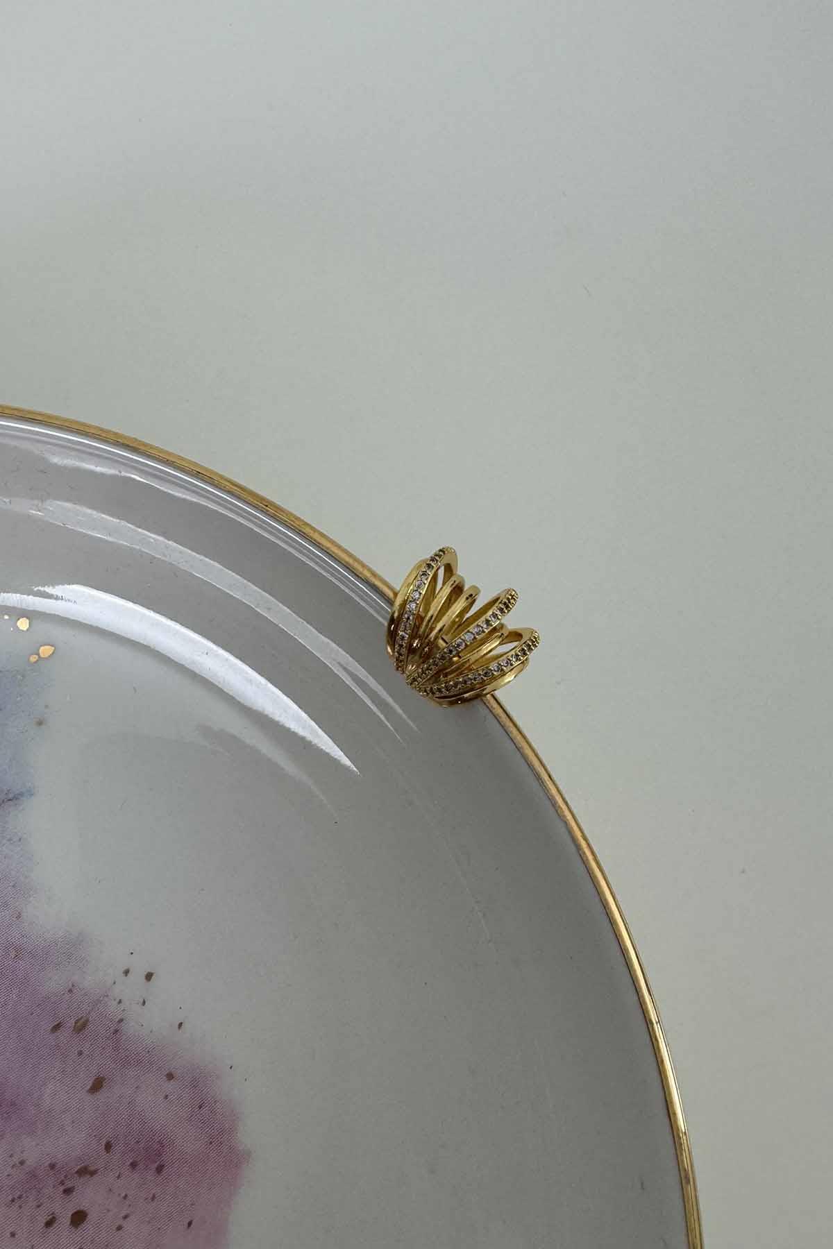Gümüş Kaplama Çoklu Görünümlü Kıkırdak Küpe 