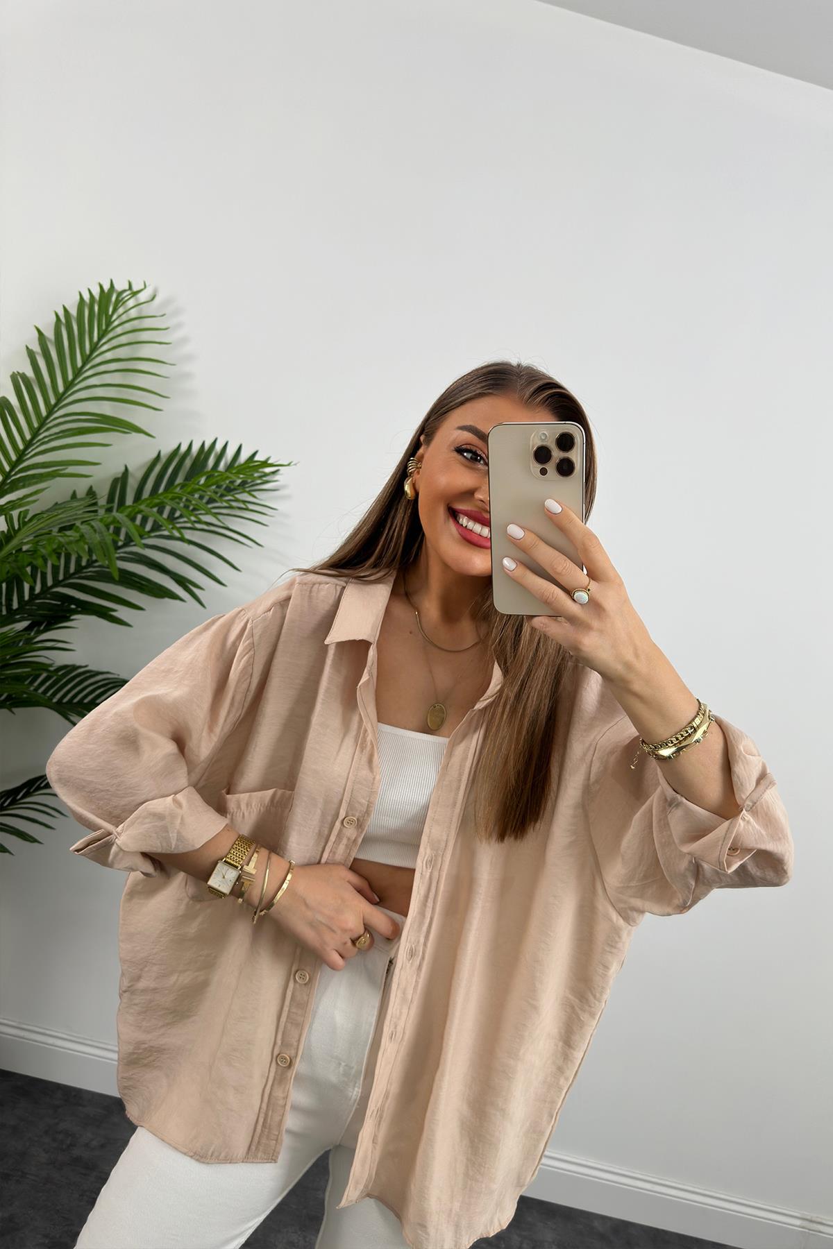 Lüx Kalite Basic Salaş Tensel Gömlek Taş