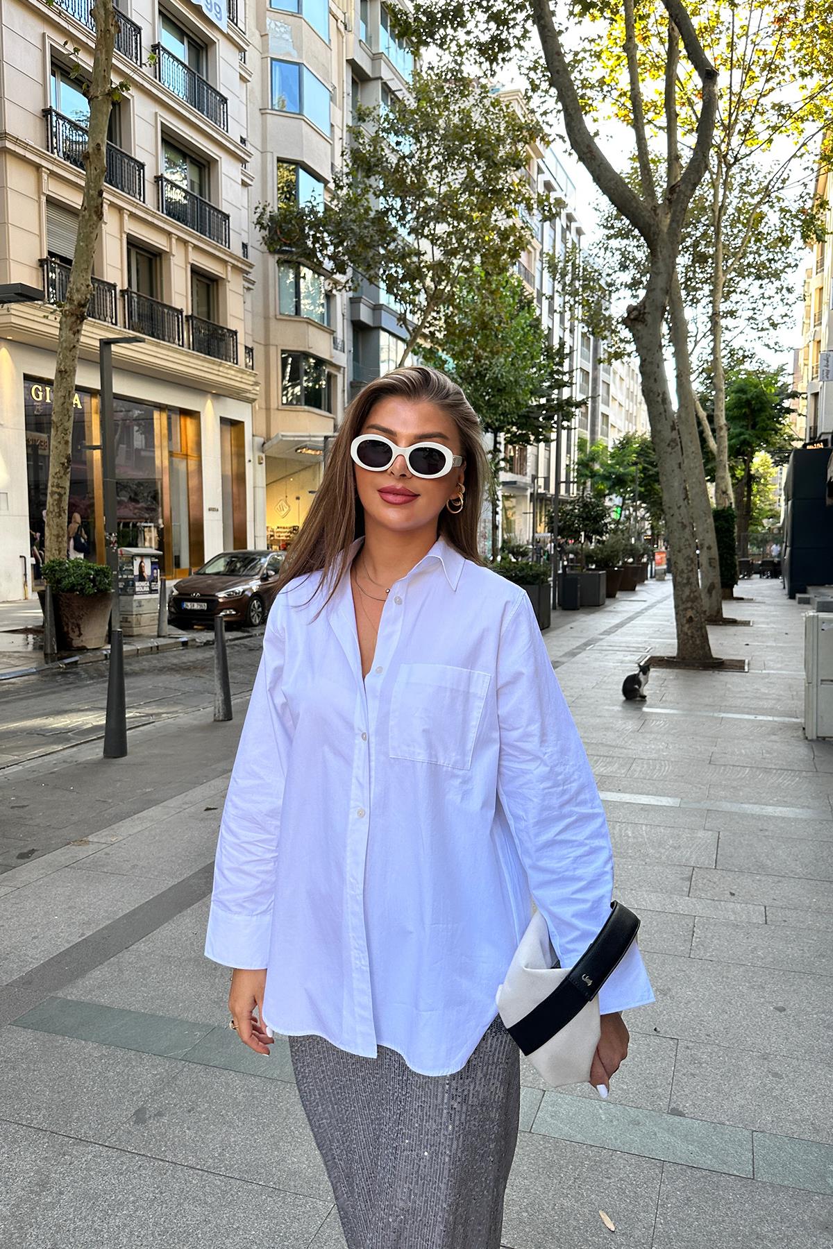 Lüx Kalite Massi Model  Basic Beyaz Gömlek