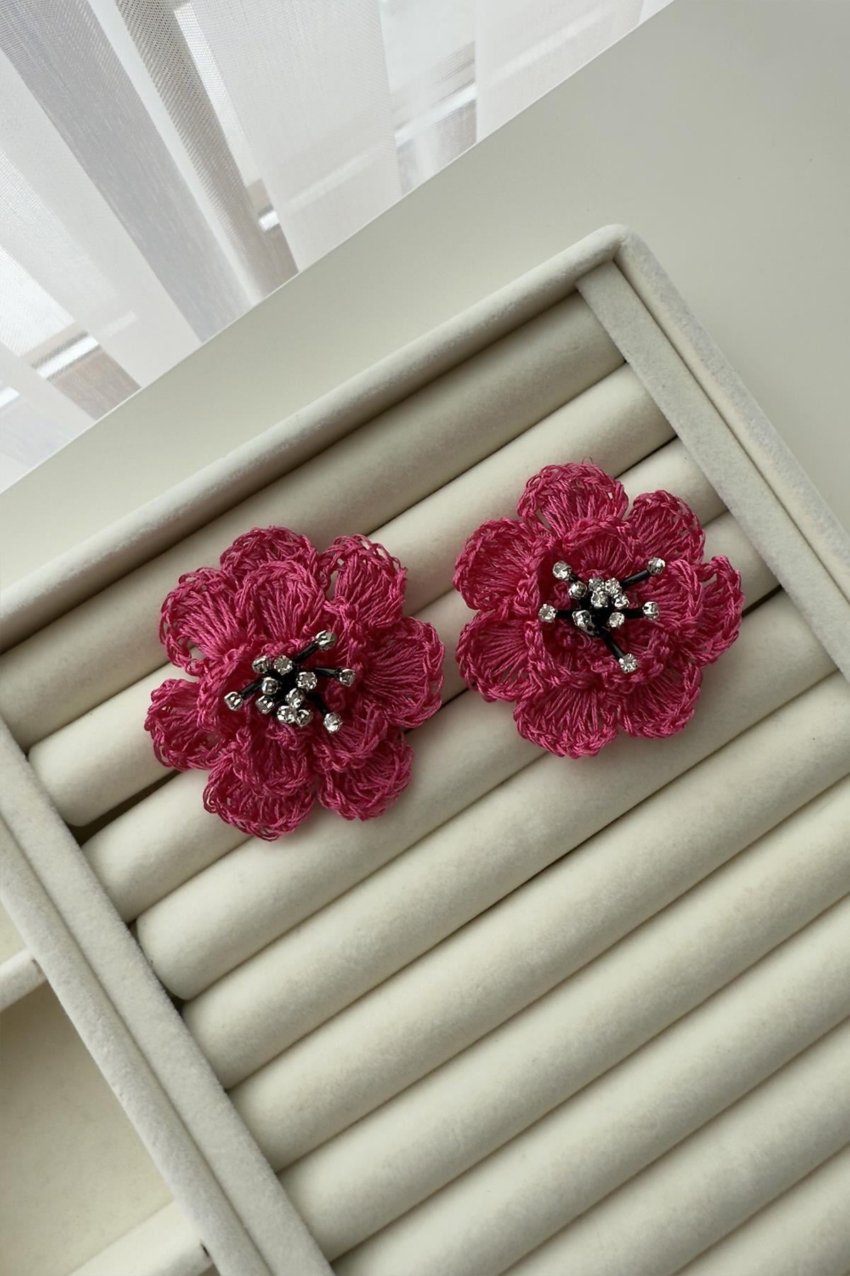 Marka Model Hasır Çiçek Küpe