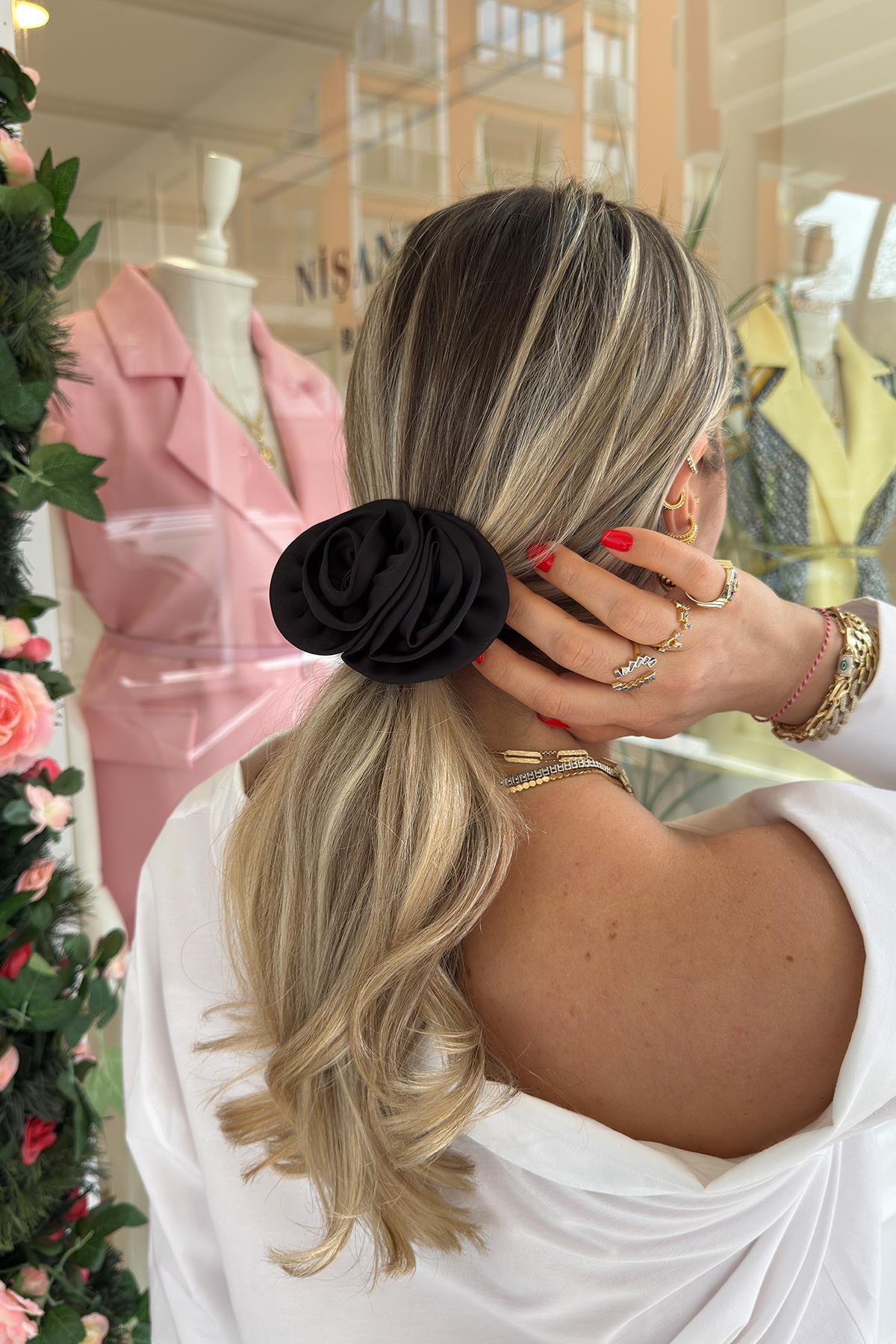 Marka Model Lastikli Saten Gül Toka