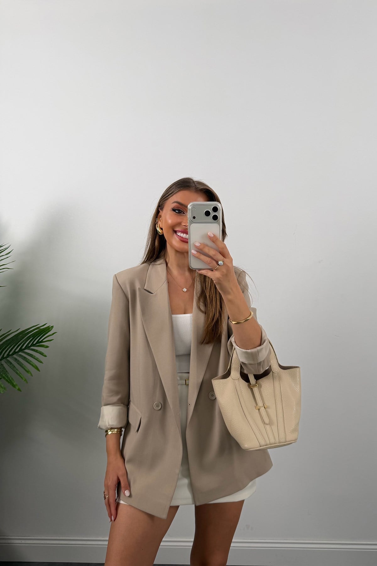Massi %100 Pamuklu Yazlık Blazer Ceket Taş