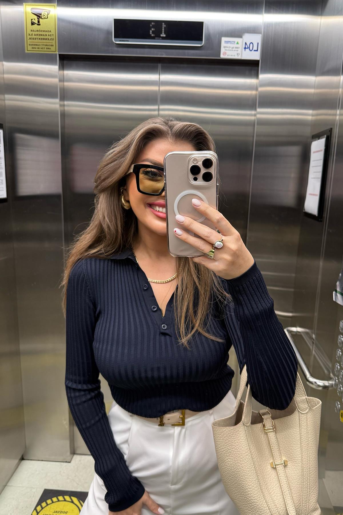 Massi Model 1. Sınıf Kalite İpek Merserize Polo Yaka Uzun Boy Basic Lacivert